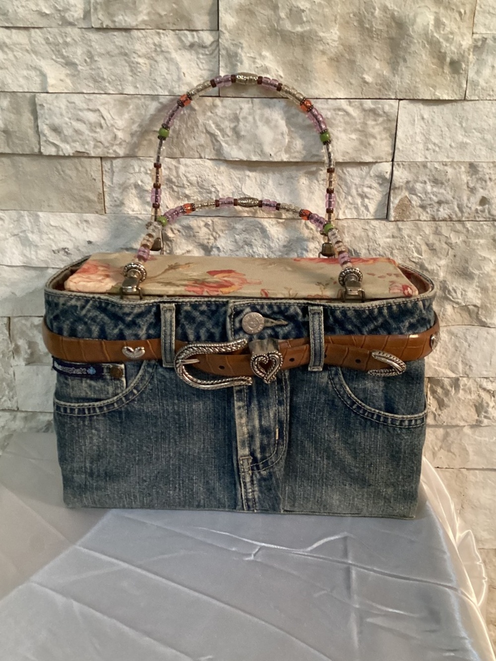 Vintage upcycled denim "Bootie Bag" purse